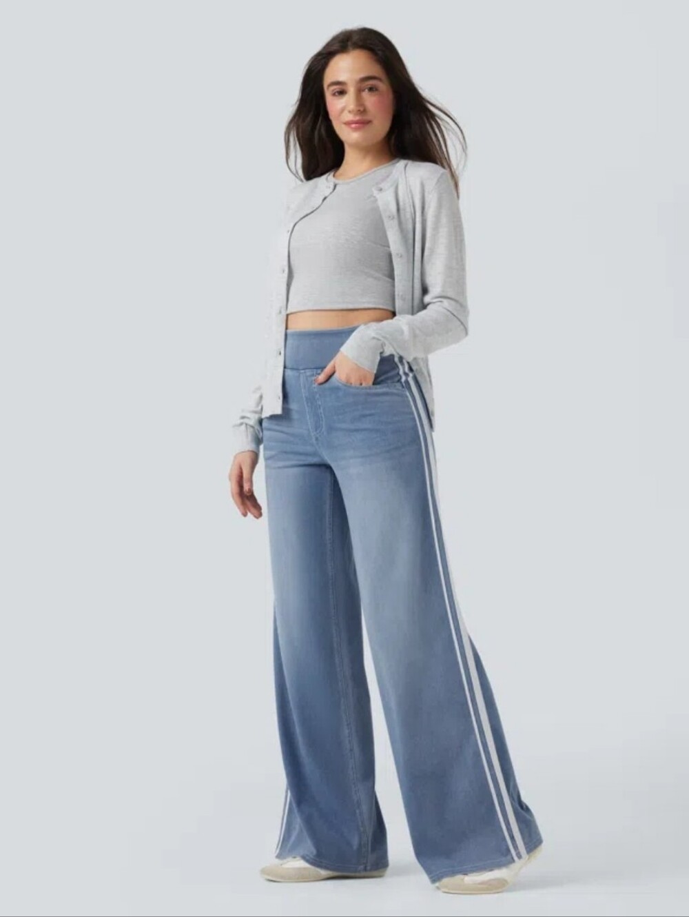 Halara High-Waist Wide Leg Light Blue Women's Jeans NWT